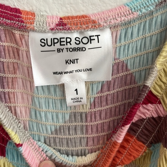 Torrid Super Soft Knit Off-Shoulder Dress | Tropical Boho Vibes | Size 1X - Picture 4 of 8